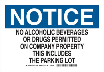Picture of Brady B-302 Polyester Rectangle White English Alcohol & Drug Free Sign part number 123595 (Main product image)