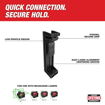 Milwaukee Black Reinforced Nylon Laser Track Clip - 2.4 in Length - 2.6 in Wide - 10 in Thick - 48-35-1313