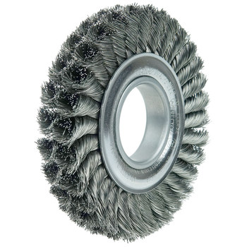 Weiler 09180 Wheel Brush - 6 in Dia - Knotted - Standard Twist Steel Bristle