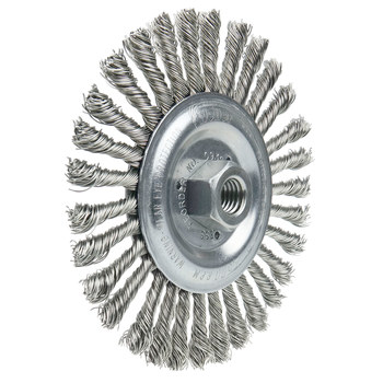 Weiler Roughneck 09396 Wheel Brush - 6 in Dia - Knotted - Stringer Bead Stainless Steel Bristle