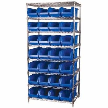 Picture of Akro-Mils AWS184830281 Akrobin 2000 lb Adjustable Blue Chrome Steel Open Fixed Shelving System (Main product image)