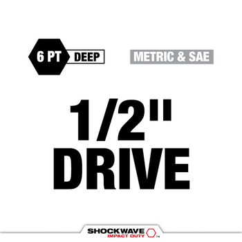 Milwaukee SHOCKWAVE Impact Duty 49-66-7832 6 Point Lug Nut Wheel Socket Set - Forged Steel - 1/2 in Drive - 76700