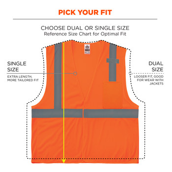 Ergodyne Glowear High-Visibility Vest 8210HL 21015 - Size Large/XL - High-Visibility Orange