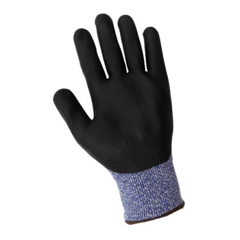 Global Glove Samurai CR617 Black/Blue Large Cut-Resistant Gloves - ANSI A4 Cut Resistance - Nitrile Palm & Fingers Coating - CR617/LG