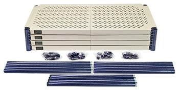 Quantum Storage 600 lb Beige / Blue Open Shelving Unit - 04762