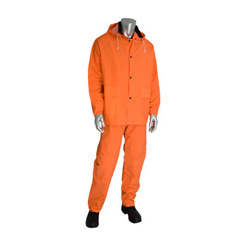Picture of PIP 201-360 High-Visibility Orange XL Polyester/PVC Rain Suit (Main product image)