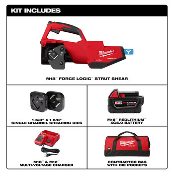 Milwaukee M18 FORCE LOGIC Lithium-Ion Battery Single Channel Strut Shear Kit - 2933-21
