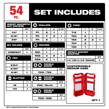 Milwaukee SHOCKWAVE Impact Duty Combination Driver Bit Set 48-32-4010 - Alloy Steel - 74698