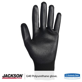 Ansell KleenGuard G40 Black 7 Work Gloves - Polyurethane Full Coverage Coating - 13837