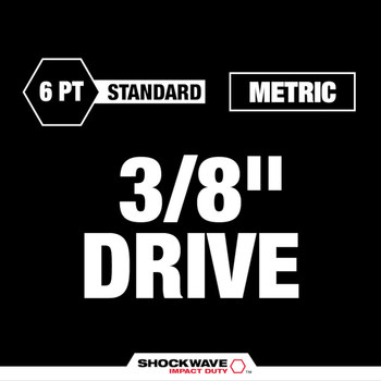 Milwaukee SHOCKWAVE Impact Duty 49-66-7036 Impact Socket Set - Forged Steel - 3/8 in 6 point Drive - 81023
