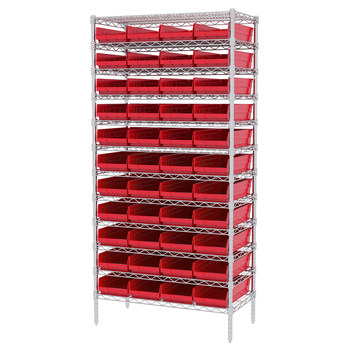Picture of Akro-Mils AWS183630158 Shelfmax 2000 lb Adjustable Red Chrome Steel Open Fixed Shelving System (Main product image)