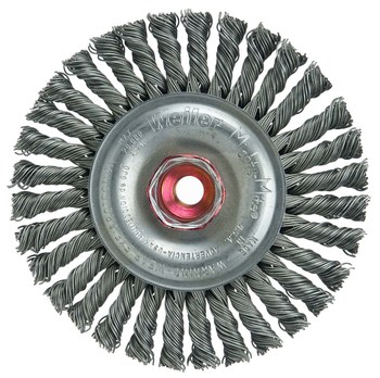 Weiler Roughneck 13126 Wheel Brush - 4 in Dia - Knotted - Stringer Bead Steel Bristle