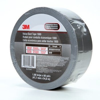 3M 1900 Silver Duct Tape - 48 mm Width x 60 yd Length - 5.8 mil Thick - 97841