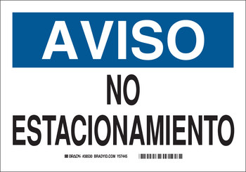 Picture of Brady B-555 Aluminum Rectangle White Spanish Parking Restriction, Permission & Information Sign part number 38530 (Main product image)