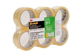 3M Scotch 311 PK6 Clear Box Sealing Tape - 48 mm Width x 50 m Length - 2 mil Thick - 68813