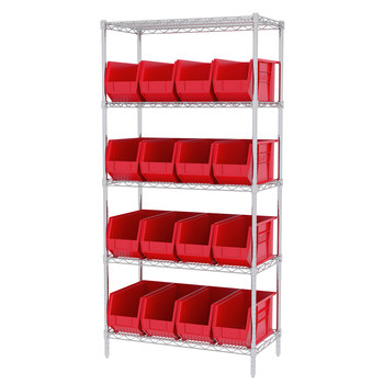 Picture of Akro-Mils AWS183630265 Akrobin 2000 lb Adjustable Red Chrome Steel Open Fixed Shelving System (Main product image)