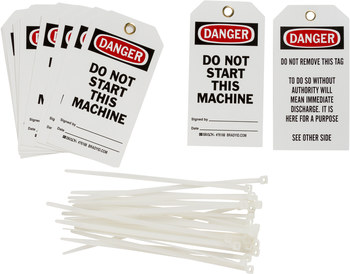 Picture of Brady Black / Red on White Metal Grommet, Self-Laminating Polyester 76188 Equipment Safety Tag (Main product image)