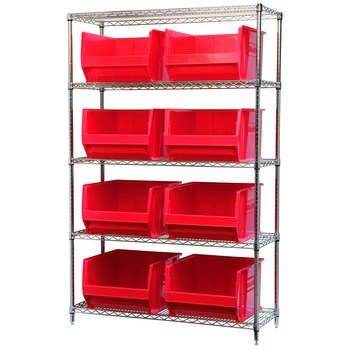 Picture of Akro-Mils AWS184830283 Akrobin 2000 lb Adjustable Red Chrome Steel Open Fixed Shelving System (Main product image)