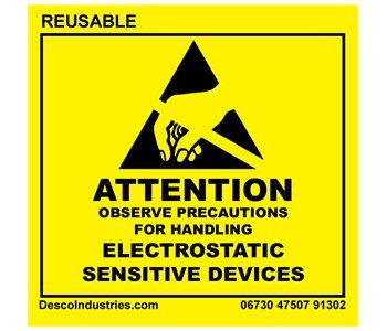 Picture of Protective Pak Black on Yellow Square PROTEKTIVE PAK 47507 Static Warning Label (Main product image)