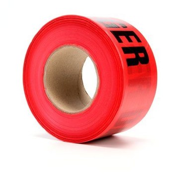 3M Scotch 357 Red Warning Tape - Pattern/Text = DANGER - 3 in Width x 1000 ft Length - 3 mil Thick - 57764