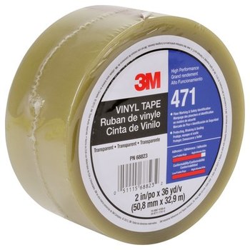 3M 471 Clear Marking Tape - 2 in Width x 36 yd Length - 5.2 mil Thick - 68823