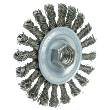 Weiler Wolverine 36255 Wheel Brush - 4 in Dia - Knotted - Cable Twist Steel Bristle