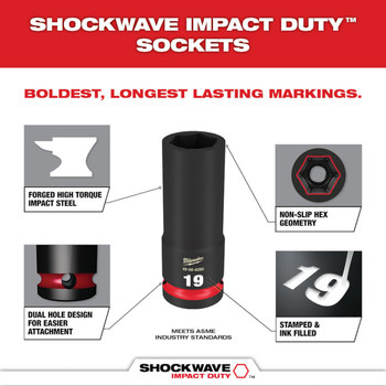 Milwaukee Shockwave Impact Duty 3/8in.-Drive, 6-Point Socket Set