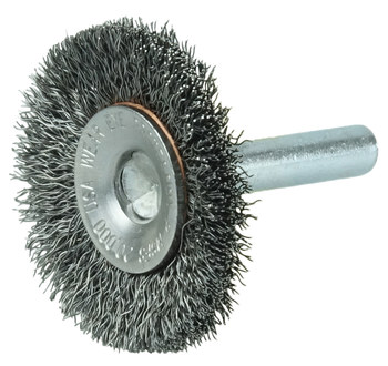 Weiler 17902 Wheel Brush - 1-1/2 in Dia - Crimped Steel Bristle