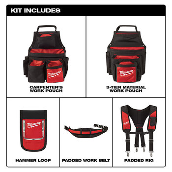 Milwaukee Red/Black Large Nylon Contractor Work Belt - 53 in Length - 3 in Wide - 48-22-8120