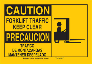 Picture of Brady B-555 Aluminum Rectangle Yellow English / Spanish Truck & Forklift Warehouse Traffic Sign part number 125379 (Main product image)