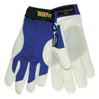 Picture of Tillman TrueFit 1485 Blue/Pearl Large Grain Pigskin Leather/Spandex Full Fingered Work Gloves (Main product image)