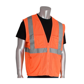 Picture of PIP 302-MVGZ4POR Orange 4XL Polyester Mesh High-Visibility Vest (Main product image)