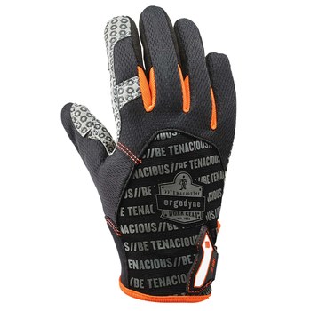 Ergodyne ProFlex 821 Black/Orange Large Polyester Mesh Work Gloves - Silicone Palm Coating - 17234