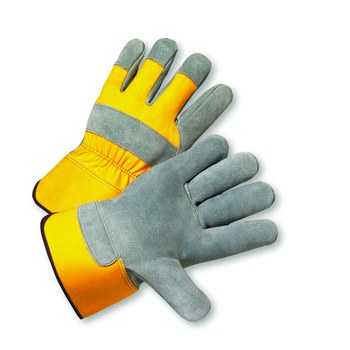Picture of West Chester 500Y Yellow Large Split Cowhide Leather Full Fingered Work Gloves (Main product image)