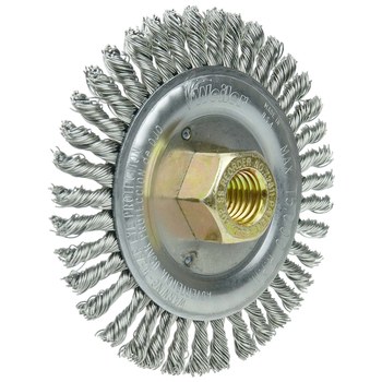 Weiler Dually 79811 Wheel Brush - 4.5 in Dia - Knotted - Stringer Bead Stainless Steel Bristle