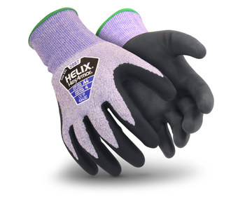 HexArmor Helix 2087 Blue/Black 6 Fiberglass/HPPE Seamless Coated Cut-Resistant Gloves - ANSI A4 Cut Resistance - Nitrile Foam Palm & Fingers Coating - 2087-XS (6)