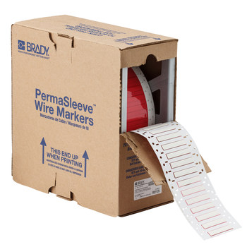Picture of Brady Permasleeve White Heat-Shrinkable Polyolefin Thermal Transfer HX-187-2-WT-2 Die-Cut Thermal Transfer Printer Sleeve (Main product image)