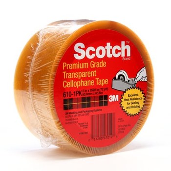 3M Scotch 610 Clear Heat Resistant Box Sealing Tape - 2 in Width x 72 yd  Length - 2.3 mil Thick - 07019