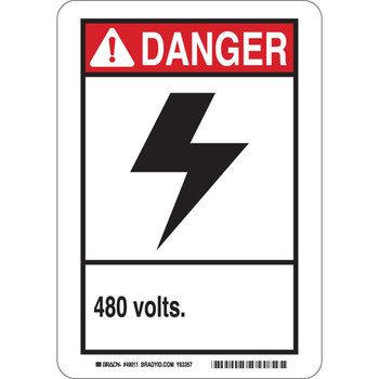 Picture of Brady Fiberglass Reinforced Polyester Rectangle White English Electrical Safety Sign part number 45023 (Main product image)