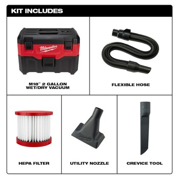 Milwaukee M18 - Wet/Dry Vacuum - Red, Black - 2 gal - 0880-20 - 15043