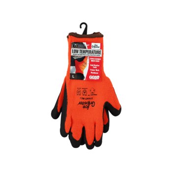 Global Glove Ice Gripster High-Visibility Orange Medium Brushed Acrylic Terry Cloth Work Gloves - Level A2 Cut Resistance - Rubber Latex Coating - 378INT-8(M)