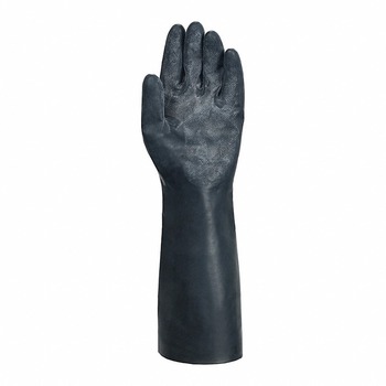 Ansell AlphaTec 53-003 Black 9 Neoprene Supported Chemical Handling Gloves - Industrial Grade - 21 in Length - Diamond Embossed Finish - 53003090