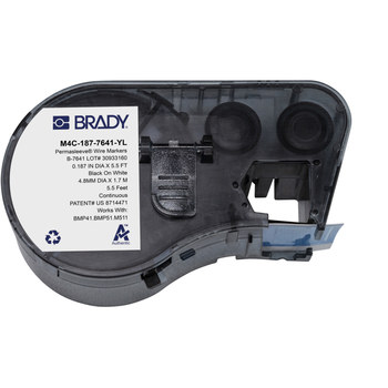 Picture of Brady PermaSleeve Black on Yellow Polyolefin Thermal Transfer M4C-187-7641-YL Low Smoke Zero Halogen Heat-Shrink Label (Main product image)