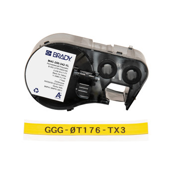 Picture of Brady PermaSleeve Black on Yellow Polyolefin Thermal Transfer M4C-250-342-YL Heat-Shrink Label (Main product image)