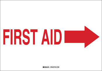 Picture of Brady B-401 Polystyrene Rectangle White English First Aid Sign part number 22667 (Main product image)