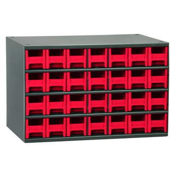 Picture of Akro-Mils 19228 RED 19 Gray Powder Coated Steel 24 ga Stackable Heavy Duty Versatile Cabinet (Main product image)