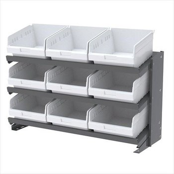 Picture of Akro-Mils APRBENCH010 APRBENCH White Gray Powder Coated Steel 16 ga Single Sided Bench Pick Rack (Main product image)
