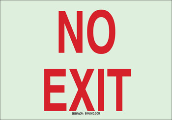Picture of Brady Bradyglo B-347 Polyester / Polystyrene Rectangle Green English No Exit Sign part number 90947 (Main product image)