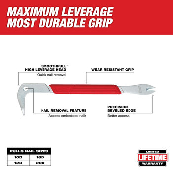 Milwaukee Forged Steel Nail Puller - 12 in Length - 2.9 in Wide - 48-22-9032