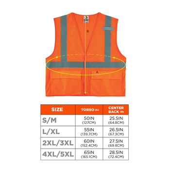 Ergodyne Glowear High-Visibility Vest 8220HL 21135 - Size Large/XL - High-Visibility Orange